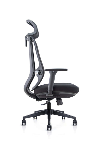 Kancelářská židle NOBRIUM V1 – boční profil s tvarovanou opěrkou
