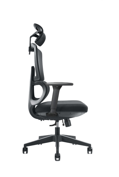 Kancelářská židle BERK – boční profil s tvarovanou opěrkou
